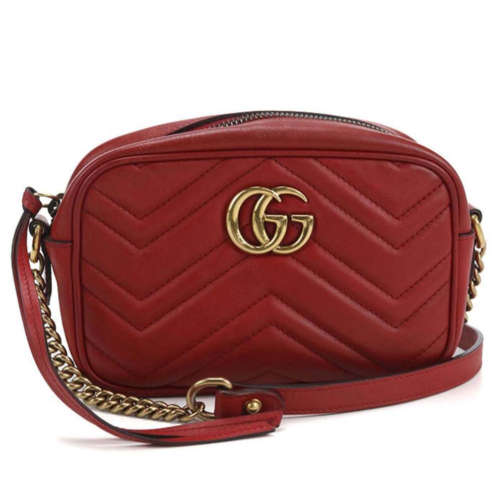 GUCCI Red GG Marmont Shoulder Bag